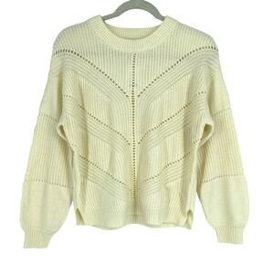 Marine Layer Cashmere Blend Olivia Crewneck Sweater White Small NWT